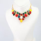 Multicolor Natural Stone Bib Statement Necklace | Brass Anti Tarnish | Lightweight