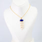 Blue Stone & Pearl Tassel Chain Pendant | Natural Stones, Gold-Plated Brass