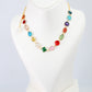 Multicolor Stone Chain Pendant with Pearl Drop | Natural Stones, Gold-Plated Brass