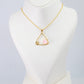Geometric Triangle Pendant with Rose Quartz | Natural Stone Chain Pendant, Gold-Plated Brass