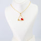 Geometric Triangle Pendant with Red Stone | Natural Stone Chain Pendant, Gold-Plated Brass