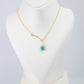 Curved Bar Chain Necklace with Aqua Teardrop Natural Stone | Brass Anti Tarnish | Lightweight