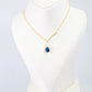Curved Bar Chain Necklace with Blue Teardrop Natural Stone | Brass Anti Tarnish | Lightweight