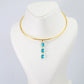 Hansuli Necklace with Triple Blue Rectangle Pendant | Brass Anti Tarnish | Lightweight