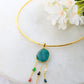 Hansuli Necklace with Green Pendant & Raindrop Dangles | Brass Anti Tarnish | Lightweight