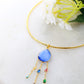 Hansuli Necklace with Blue Pendant & Raindrop Dangles | Brass Anti Tarnish | Lightweight