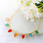 Leaf Design Multicolor Necklace | Natural Stones, Gold-Plated Brass