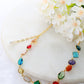 Multicolor Stone Chain Pendant with Pearl Drop | Natural Stones, Gold-Plated Brass