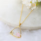 Geometric Triangle Pendant with Rose Quartz | Natural Stone Chain Pendant, Gold-Plated Brass