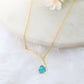 Curved Bar Chain Necklace with Aqua Teardrop Natural Stone | Brass Anti Tarnish | Lightweight