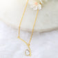 Curved Bar Chain Necklace with Clear Teardrop Natural Stone | Brass Anti Tarnish | Lightweight