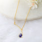 Curved Bar Chain Necklace with Purple Teardrop Natural Stone | Brass Anti Tarnish | Lightweight