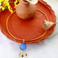 Hansuli Necklace with Blue Pendant & Raindrop Dangles | Brass Anti Tarnish | Lightweight