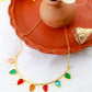 Leaf Design Multicolor Necklace | Natural Stones, Gold-Plated Brass
