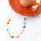 Multicolor Stone Chain Pendant with Pearl Drop | Natural Stones, Gold-Plated Brass