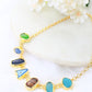 Natural Stone Statement Necklace – Multicolor Gem Chain | Brass Anti Tarnish | Lightweight