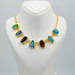 Natural Stone Statement Necklace – Multicolor Gem Chain | Brass Anti Tarnish | Lightweight