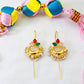 Traditional Bugadi Earring with Pearl Fringe & Multicolor Floral Stones | Brass Anti Tarnish | Lightweight