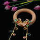 Multicolor Floral Ear Climber Threader Earrings | Natural Stones, Gold‑Plated Brass
