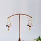 Circle Charm Dangle Earrings – Multicolor Natural Stones | Gold‑Plated Brass