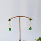 Wavy Bar Drop Earrings with Emerald‑Green Stone | Natural Stone, Gold‑Plated Brass