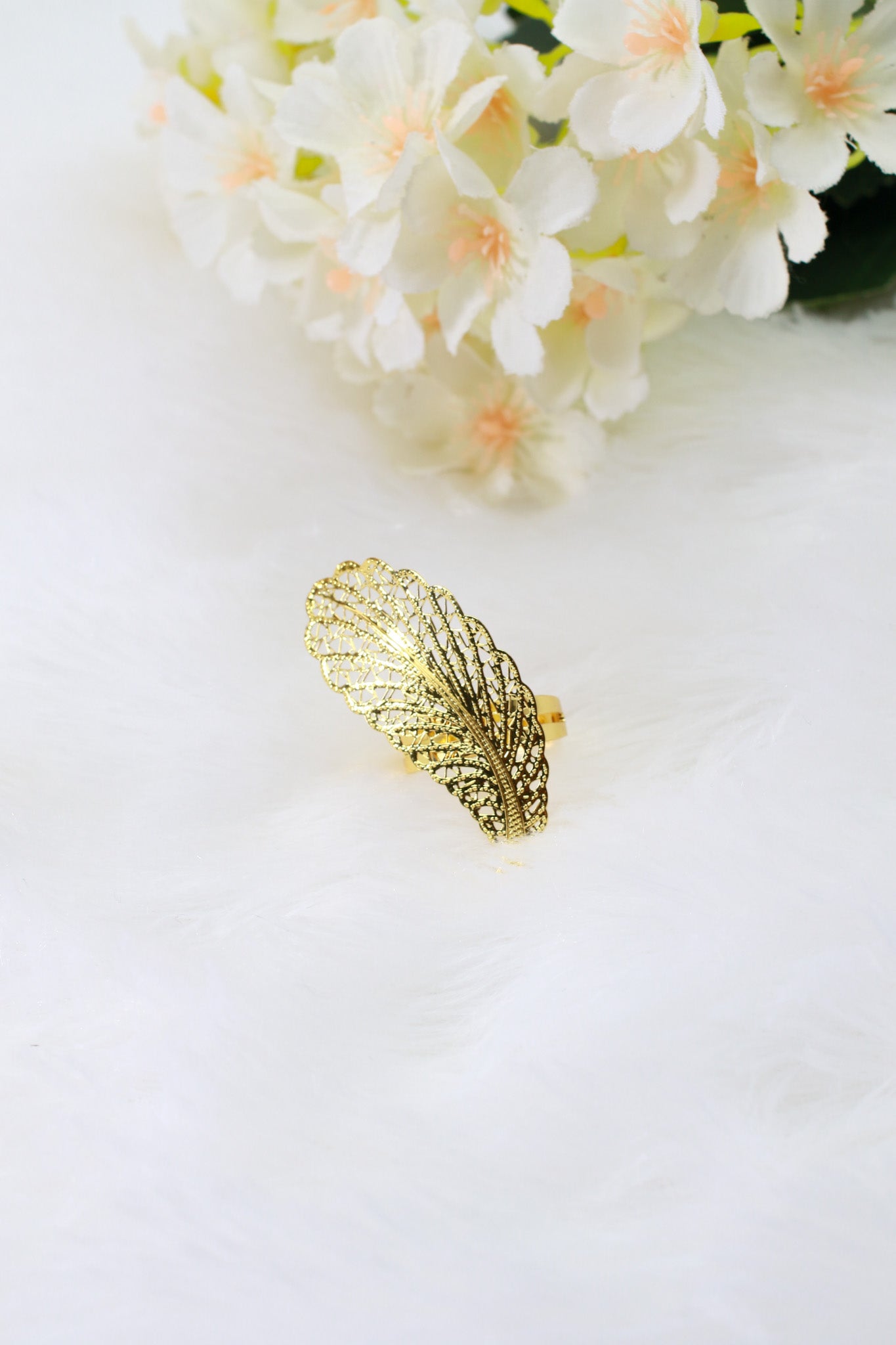 Gold Plated Feather Motif Bridal Jewellery Set with AD Accents (Necklace, Earrings, Bracelet, Ring) | Anti‑Tarnish