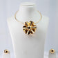 Gold Plated Hansli Necklace Set – Big Sculpted Flower with Golden Studs | Anti‑Tarnish