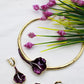Gold Plated Calla Lily Enamel Collar Necklace Set | Purple Floral | Anti‑Tarnish