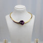 Gold Plated Calla Lily Enamel Collar Necklace Set | Purple Floral | Anti‑Tarnish
