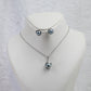 Silver Pearl Pendant Set - Elegant Grey Pearl Necklace & Earrings | Luxury Anti Tarnish Finish