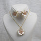 Petal Flower Pendant Set - White & Pink Enamel Luxury Necklace & Earrings | Anti Tarnish