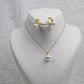 Single Pearl Drop Pendant Set - Minimalist Gold Plated Necklace & Earrings | Anti Tarnish