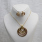 Layered Circle Pendant Set - Gold Plated Multi Ring Necklace & Earrings | Anti Tarnish Coating