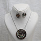 Spiral Abalone Pendant Set - Silver Finish Statement Necklace & Earrings | Anti Tarnish