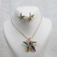 Pastel Star Flower Pendant Set - Multicolor Enamel Luxury Set with Anti Tarnish Coating