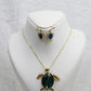 Turtle Blue Enamel Pendant Set - Luxury Gold Plated Turtle Necklace & Earrings | Anti Tarnish Coating