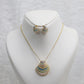 Pastel Shell Fan Pendant Set - Multi-Color Enamel Luxury Necklace & Earrings | Anti Tarnish Coating