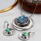 Round Green Shell Pendant Set - Silver Plated Green Abalone Jewelry | Long Lasting Shine