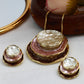 Layered Shell Circle Pendant Set - Pink & Silver Enamel | Luxury Anti-Tarnish Necklace & Earrings
