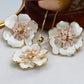 Petal Flower Pendant Set - White & Pink Enamel Luxury Necklace & Earrings | Anti Tarnish
