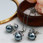 Dual Pearl Pendant Set - Silver Plated Blue Pearl Necklace & Earrings | Long Lasting Anti Tarnish