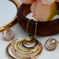 Layered Circle Pendant Set - Gold Plated Multi Ring Necklace & Earrings | Anti Tarnish Coating