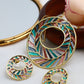 Multicolor Enamel Circle Pendant Set - Gold Plated Luxury Necklace & Earrings | Anti Tarnish Finish