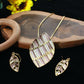 Leaf Enamel Pendant Set - Gold Plated Leaf Design | Pink & Beige Enamel Finish | Anti Tarnish