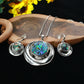 Round Green Shell Pendant Set - Silver Plated Green Abalone Jewelry | Long Lasting Shine