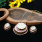 Layered Shell Circle Pendant Set - Pink & Silver Enamel | Luxury Anti-Tarnish Necklace & Earrings