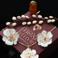 Petal Flower Pendant Set - White & Pink Enamel Luxury Necklace & Earrings | Anti Tarnish