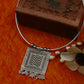 Oxidised German Silver Hansli Necklace with Square Tribal Pendant | Boho Statement Jewellery