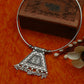 Oxidised German Silver Hansli Necklace with Filigree Triangle Pendant | Ethnic Statement Choker