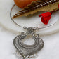 Oxidised German Silver Hansli Necklace with Heart Motif & Ghungroo Drops | Tribal Statement Choker